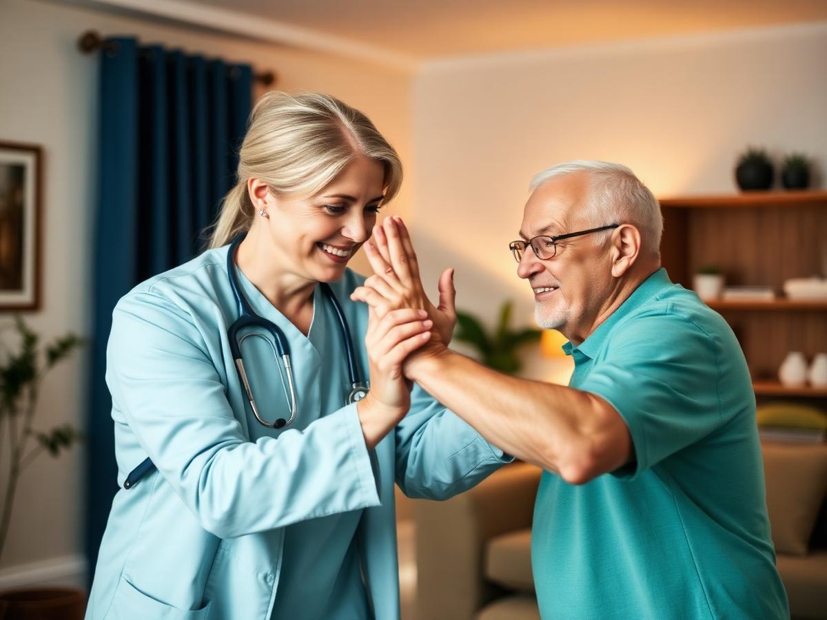 In-home therapist working with a patient